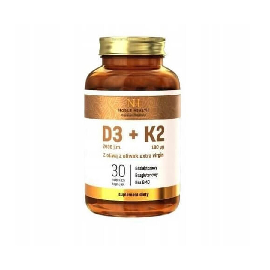 Noble Health, D3 + K2 from olive oil, 30 capsules