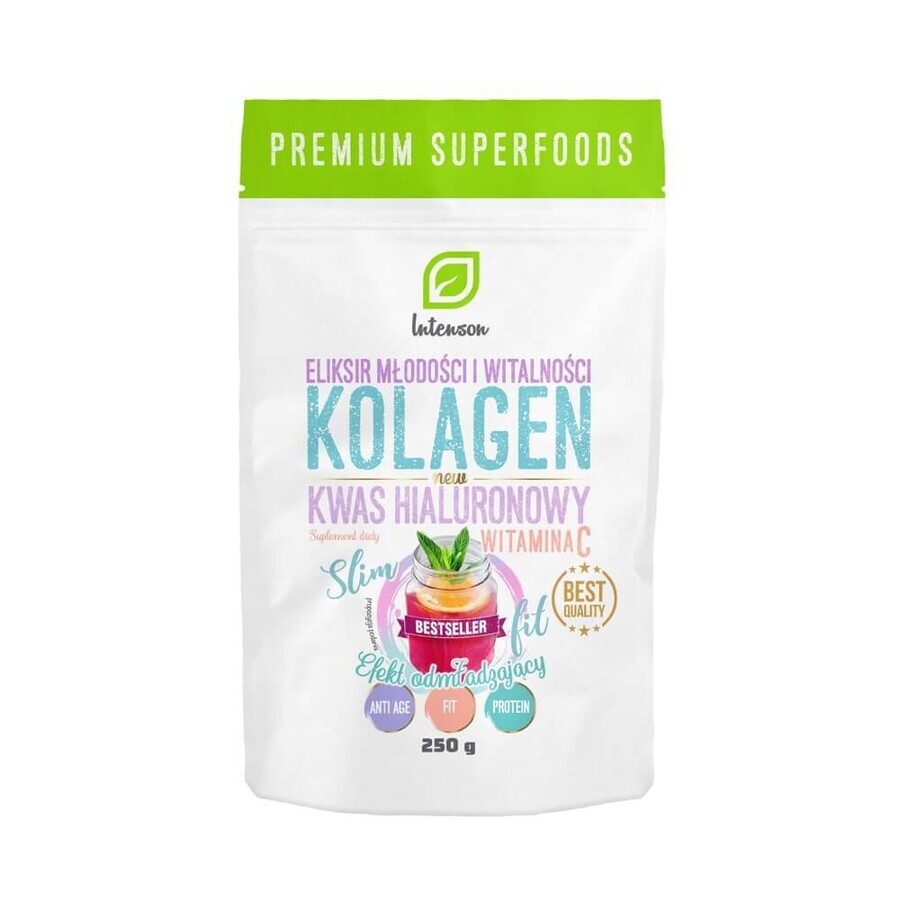Intenson Colagen + Vitamina C + Acid hialuronic cu efect de întinerire, 250g
