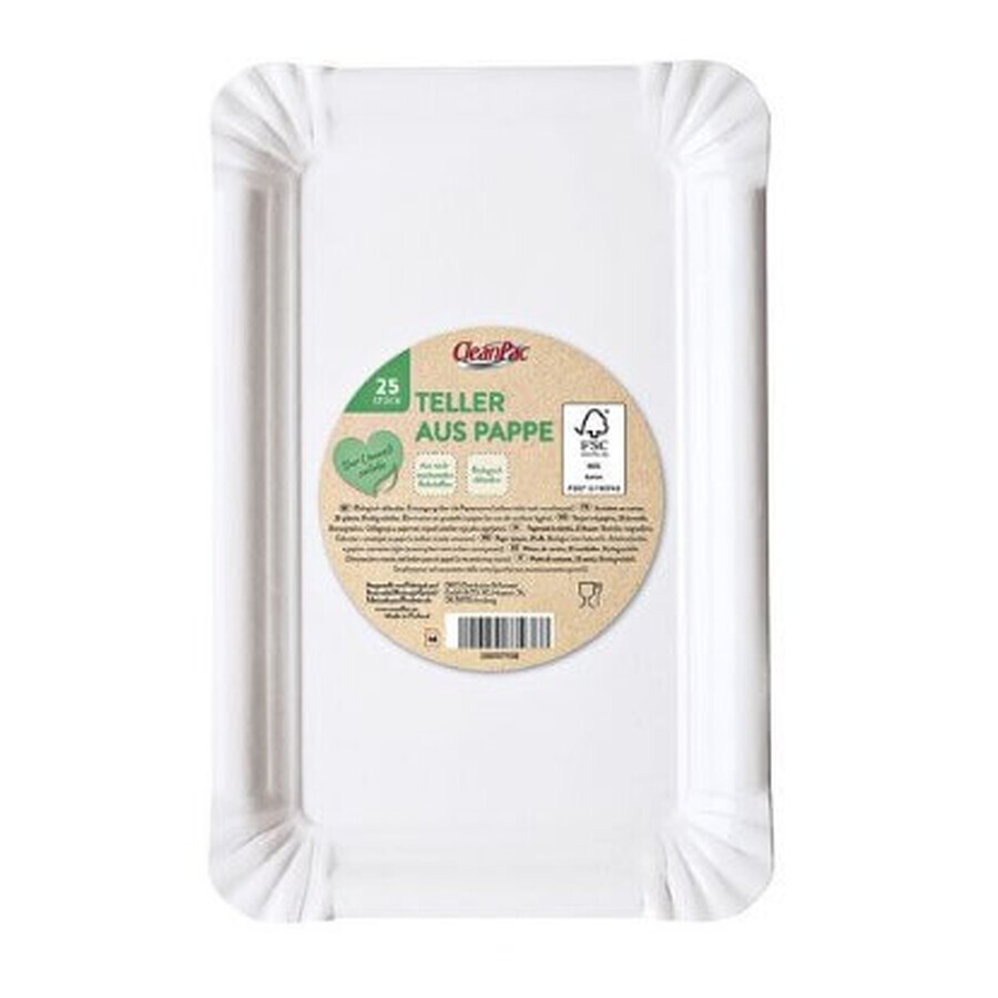 CleanPac, Piatti di carta da 20 cm, 25 pezzi