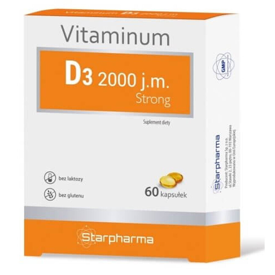 Vitamin D3 2000 IU, stark, 60 Kapseln