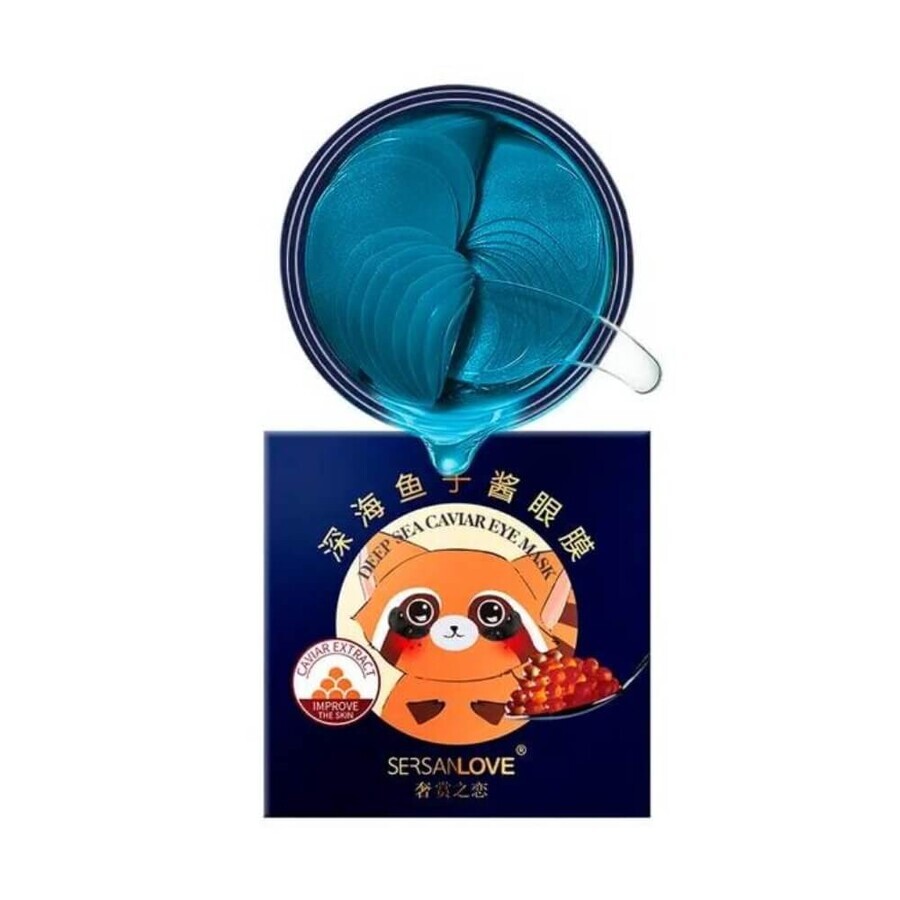 SersanLove Hydroel patchs pour les yeux à l'acide hyaluronique et aux extraits naturels Deep Sea Caviar, 60 pièces