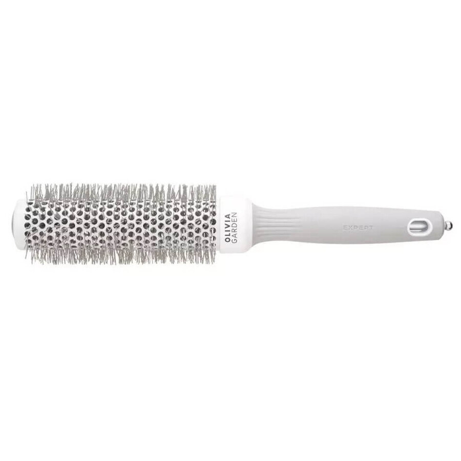 Olivia Garden Expert Blowout Speed Brush avec poils ondulés pour le séchage et la mise en forme de la cire Blanc/Gris, 35mm