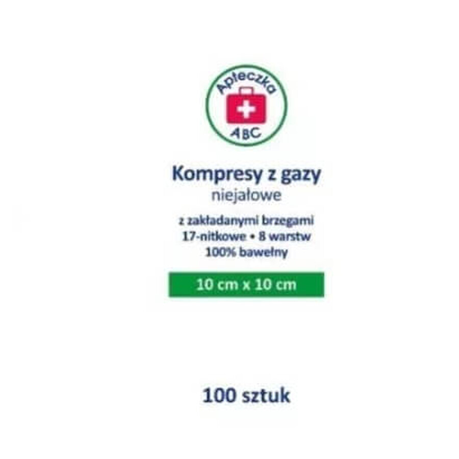 Tamponi di garza non lavanda, 17 fili, 8 strati, 10x10cm, kit di pronto soccorso ABC, 100 pezzi - Lunga durata!