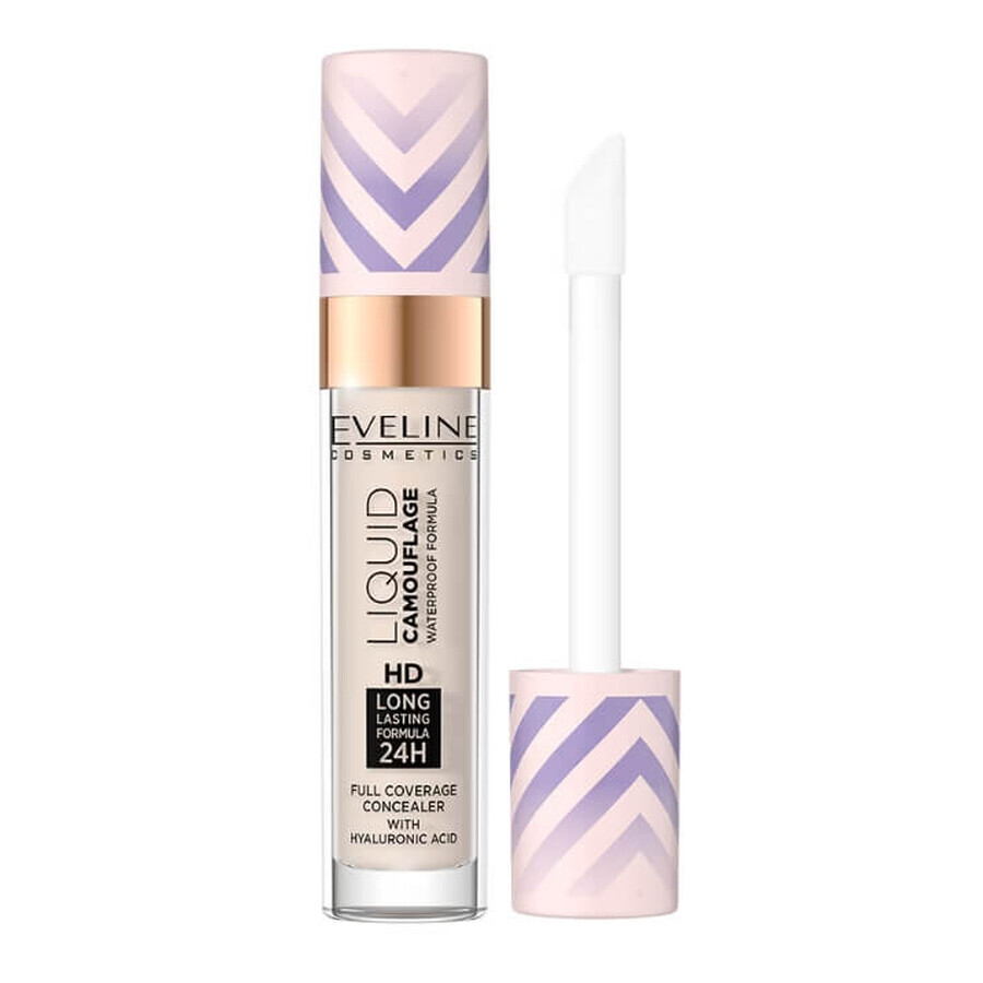 Eveline Cosmetics, Camuflaje Líquido, Corrector Impermeable con Ácido Hialurónico 6, 7 ml