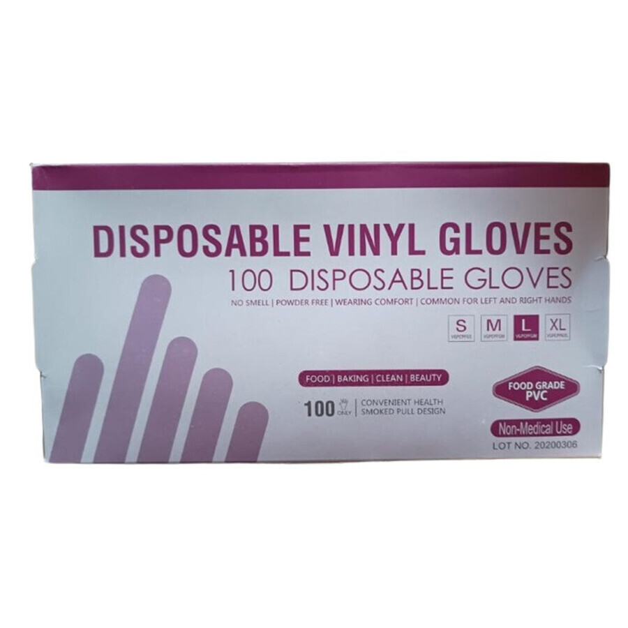 Boutique Gants en vinyle taille L, 100 pièces Gants en vinyle taille L, 100 pièces