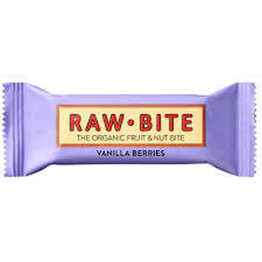 Barrita ecológica de bayas, nueces y vainilla, 50 g, Raw Bite