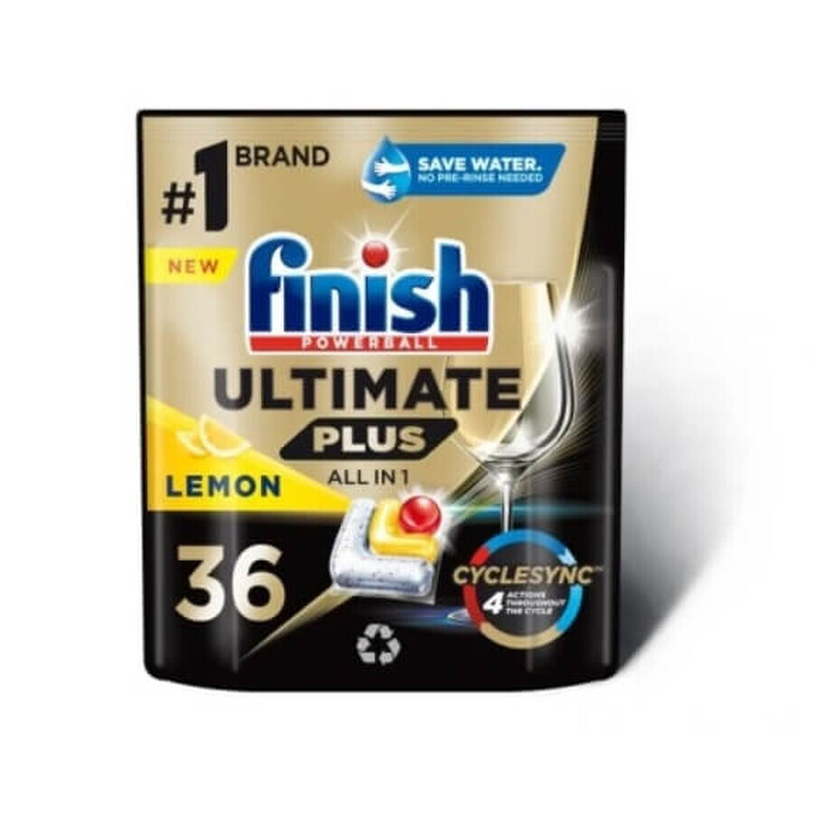 Finish Ultimate Plus Powerball AiO lemon dishwashing capsules 36 pieces