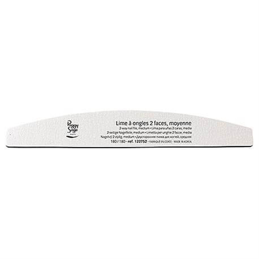 Peggy Sage Double-sided semicircular nail file 180/180 white, 1 pc