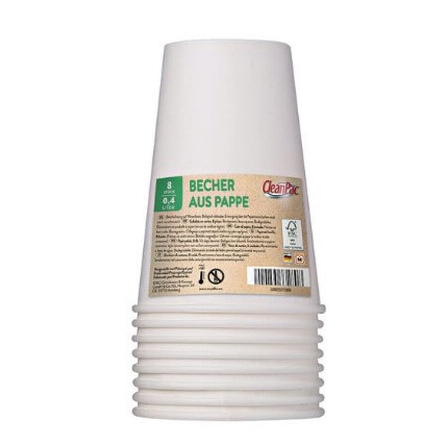 CleanPac, Bicchiere di carta, 0,4l, 8 pezzi