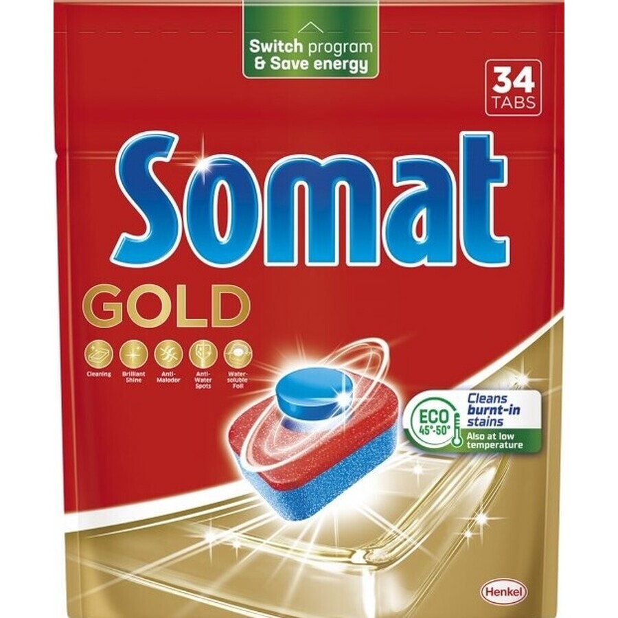 Somat, Gold Dishwasher Tablete, 34 bucăți