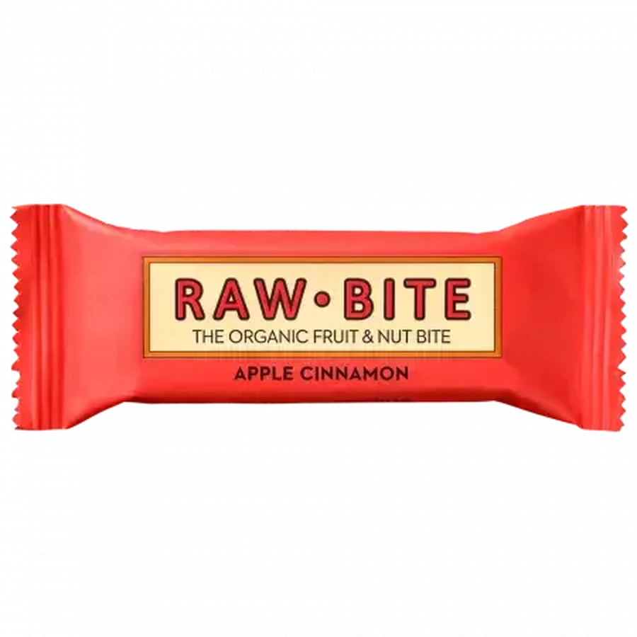 Barrita de fruta ecológica, frutos secos, manzana y canela, 50 g, Raw Bite
