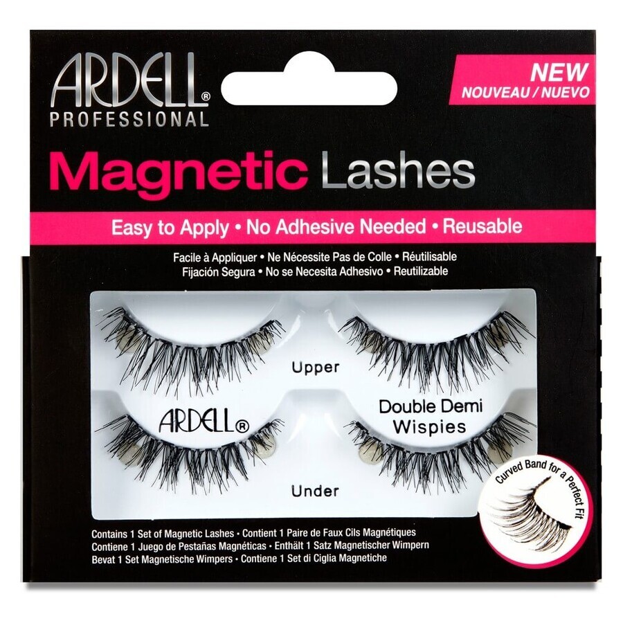 Ardell Magnetic Lashes Ciglia magnetiche doppie Demi Wispies con striscia magnetica, 2 paia