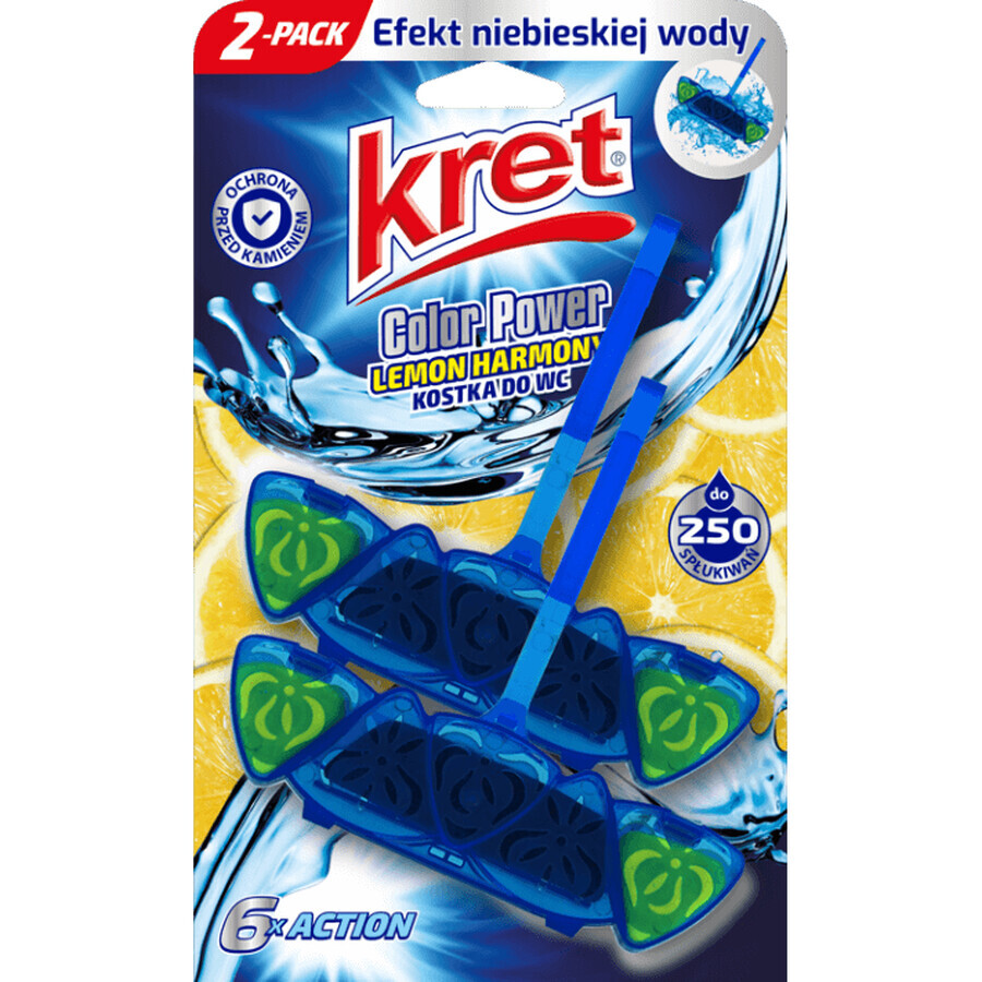 Kret Colour Power Lemon Harmony WC-Würfel 6XAction, 2 x 40g