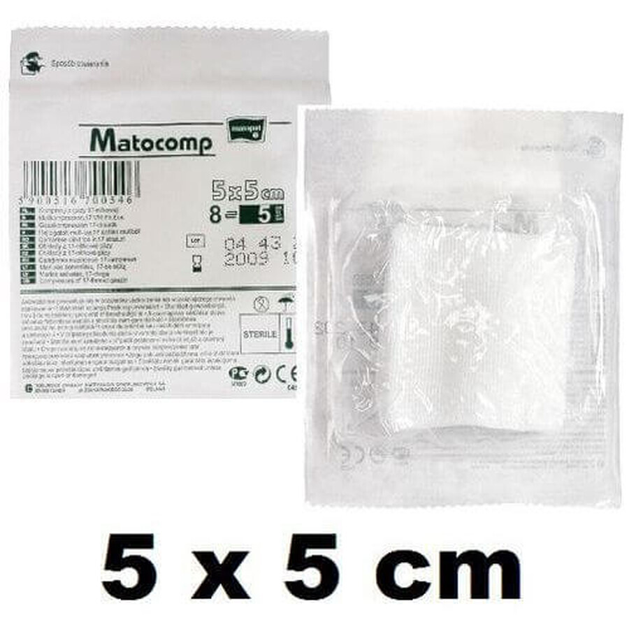 Tampoane de tifon, adezive, 17 fire cu straturi încrucișate, 12 straturi, Matocomp, 5x5cm, 3 cusături - Durată lungă de viață!