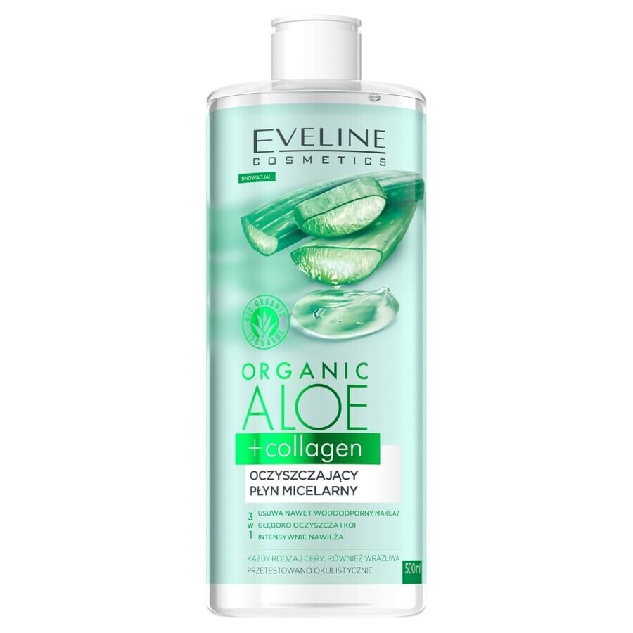 Eveline Cosmetics Organic Aloe + Collageen 3-in-1 micellaire reinigingslotion, 500ml