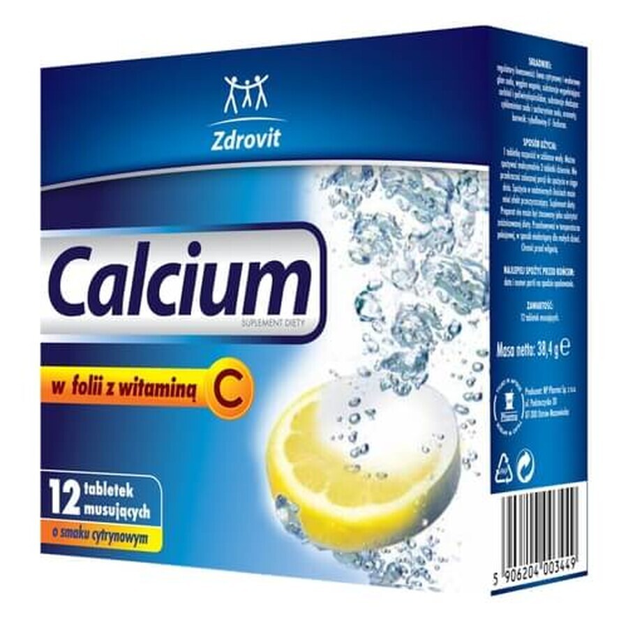 Calcium in lemon-flavored film 12 effervescent tablets