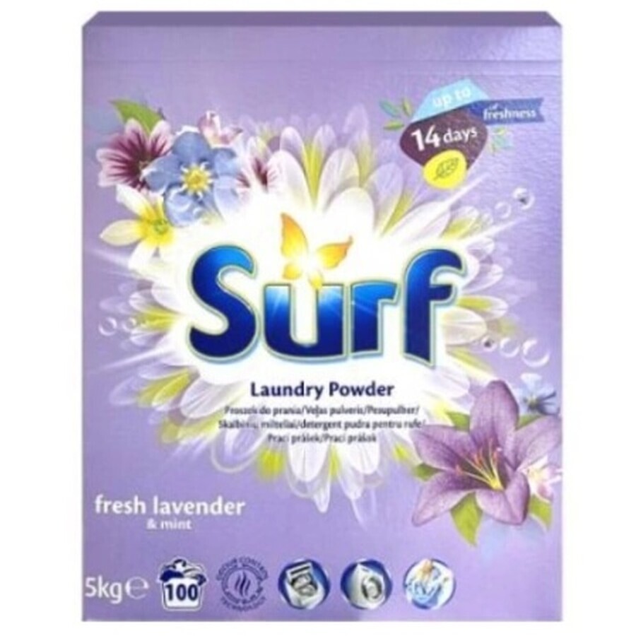 Surf, Lavandă proaspătă amp; Mentă praf de spălat universal, 5 kg