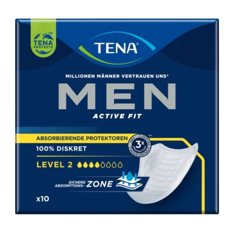 Winkel op Tena Men, Active Fit, Absorberend maandverband voor incontinentie, niveau 2, 10 stuks Tena Men, Active Fit, Absorberend maandverband voor incontinentie, niveau 2, 10 stuks