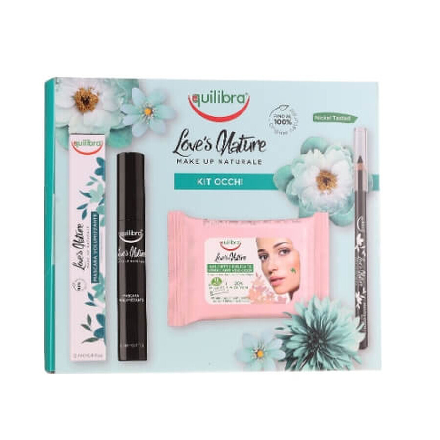Equilibra, Loves Nature Eye Kit: Mascara 12ml + Eyeliner 1.1g + Eyeliner wipes 10 pieces