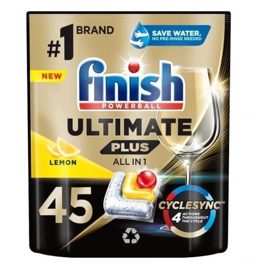 Finish Ultimate Plus Powerball AiO lemon Powerball Spülmaschinenkapseln 45 Stück