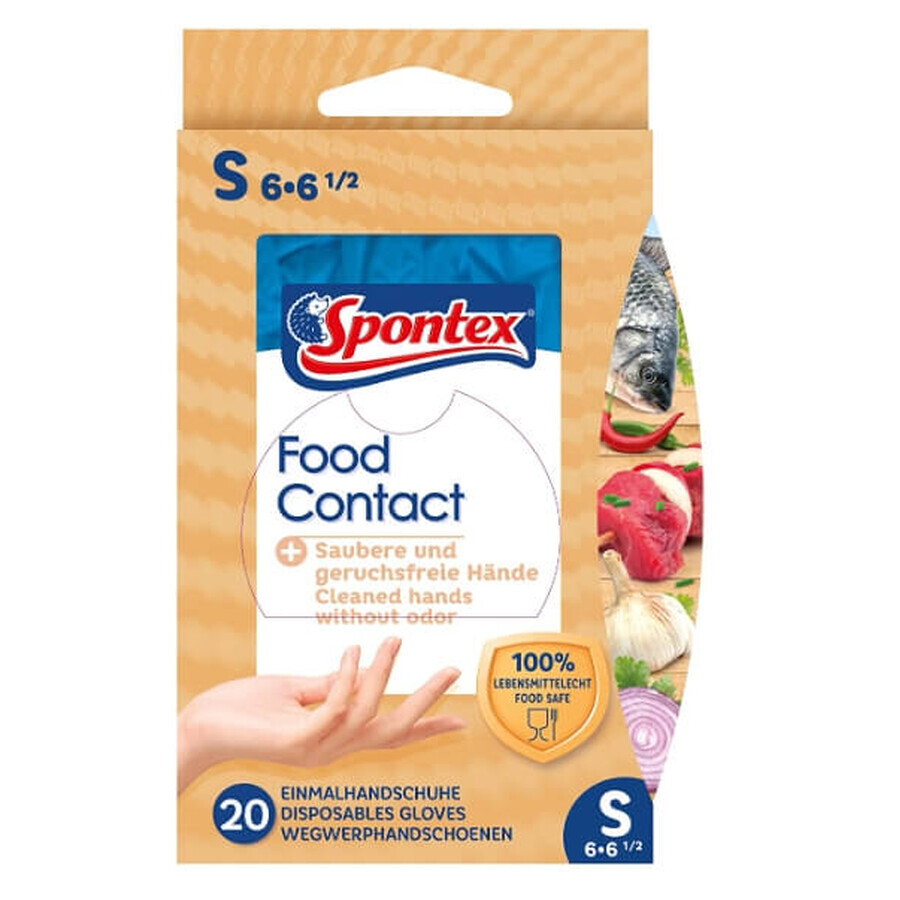 Spontex, Mănuși de unică folosință pentru contactul cu alimentele, mărimea S, 20 bucăți