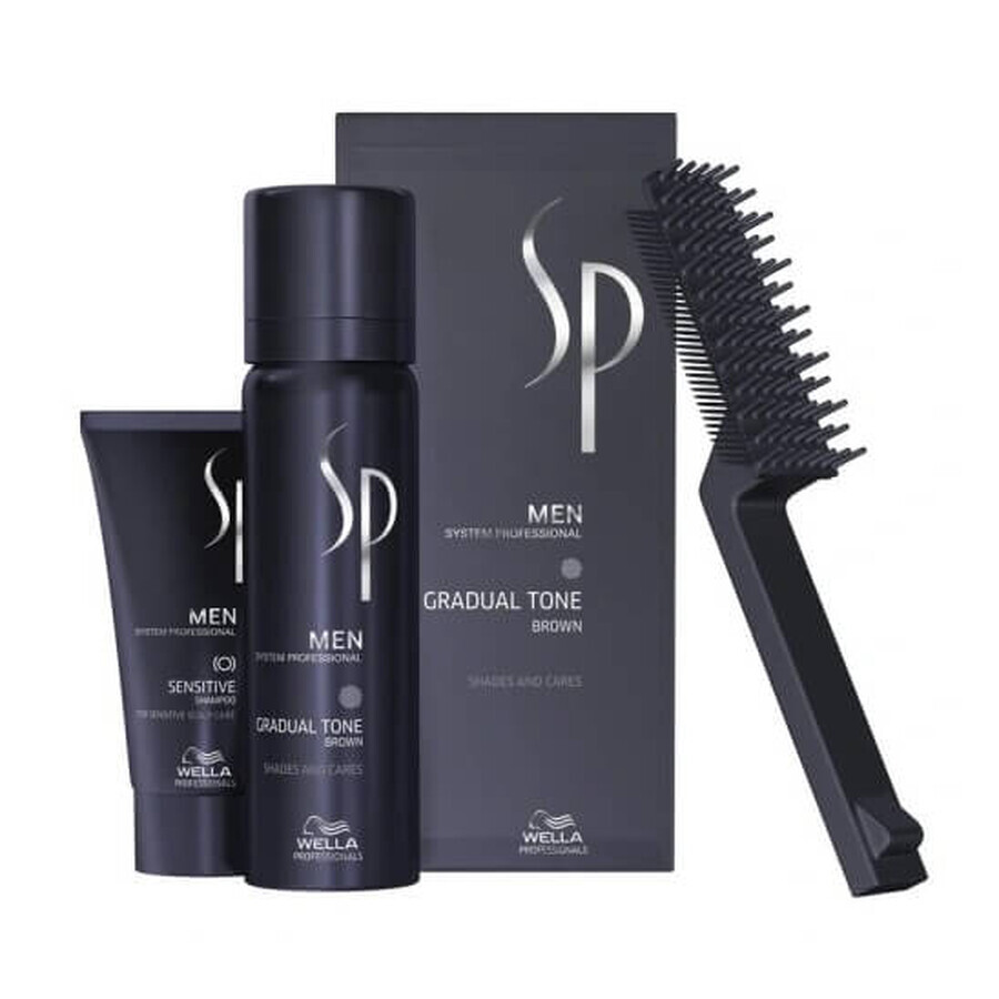 Wella Professionals SP Men Gradual Tone Brown Elimination Kit Mousse 60ml + Shampoo 30ml + Brush