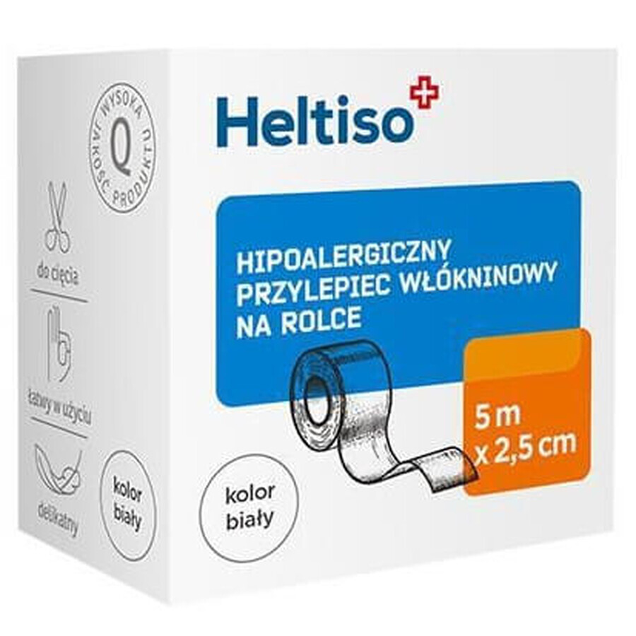 Heltiso, Adhésif non tissé 5m x 2,5cm - Longue durée !