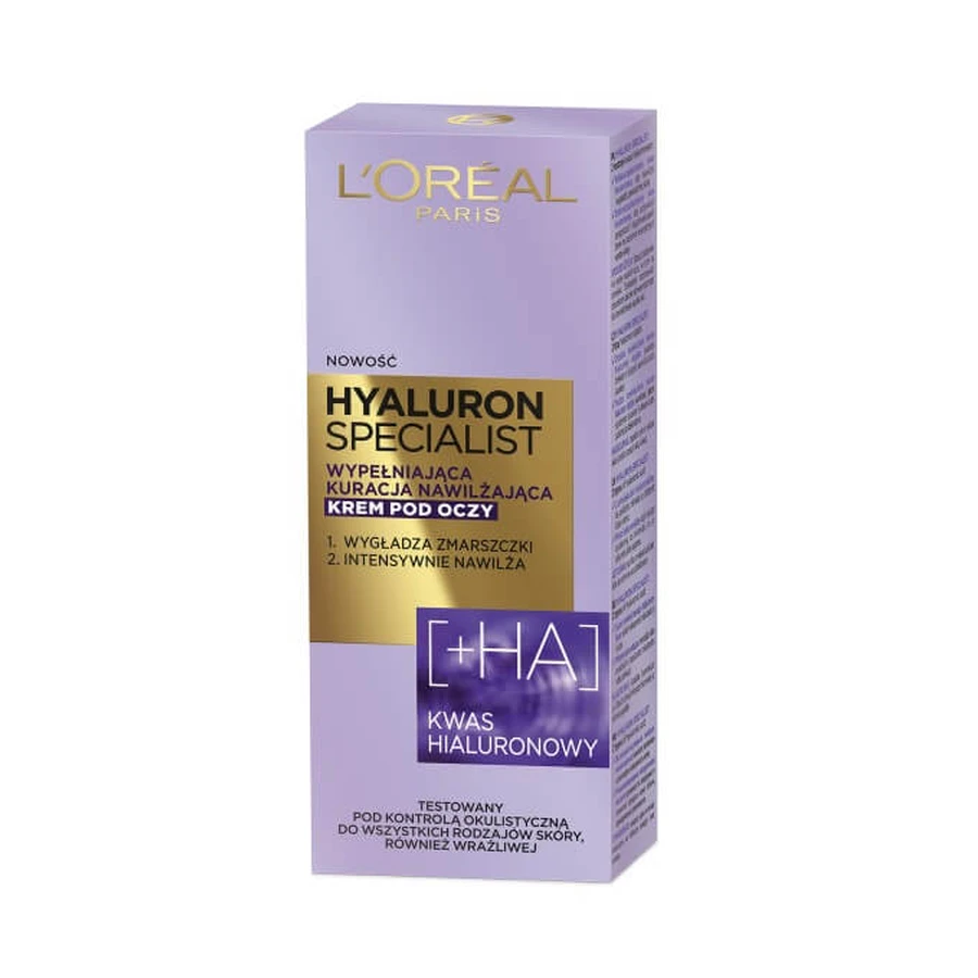 L'Oreal Paris Hyaluron Specialist Eye Cream for moisturizing replenishing treatment, 15ml