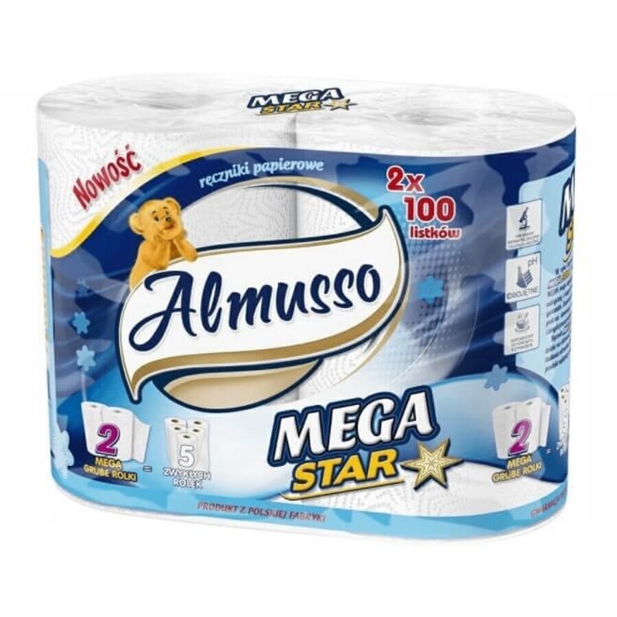 Winkel op Almusso, papieren handdoeken, mega Star, 2 rollen Almusso, papieren handdoeken, mega Star, 2 rollen