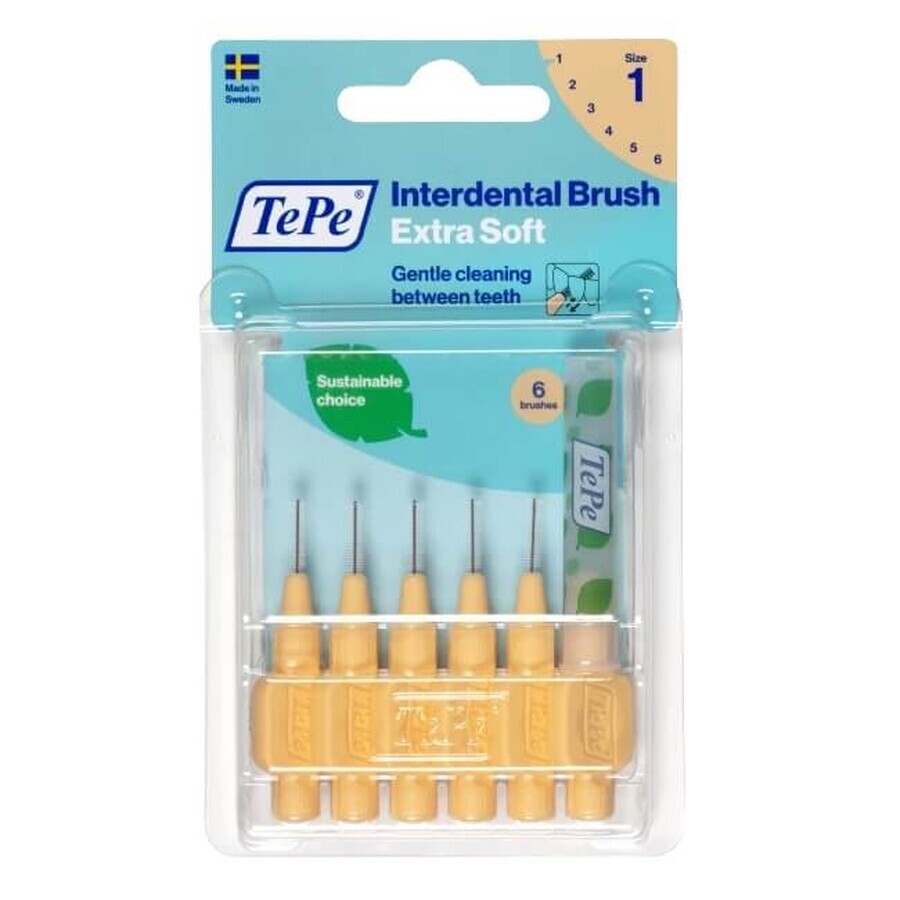 TePe Spazzolini extra morbidi per spazi interdentali 0,45 mm Arancione chiaro, 6 pz.