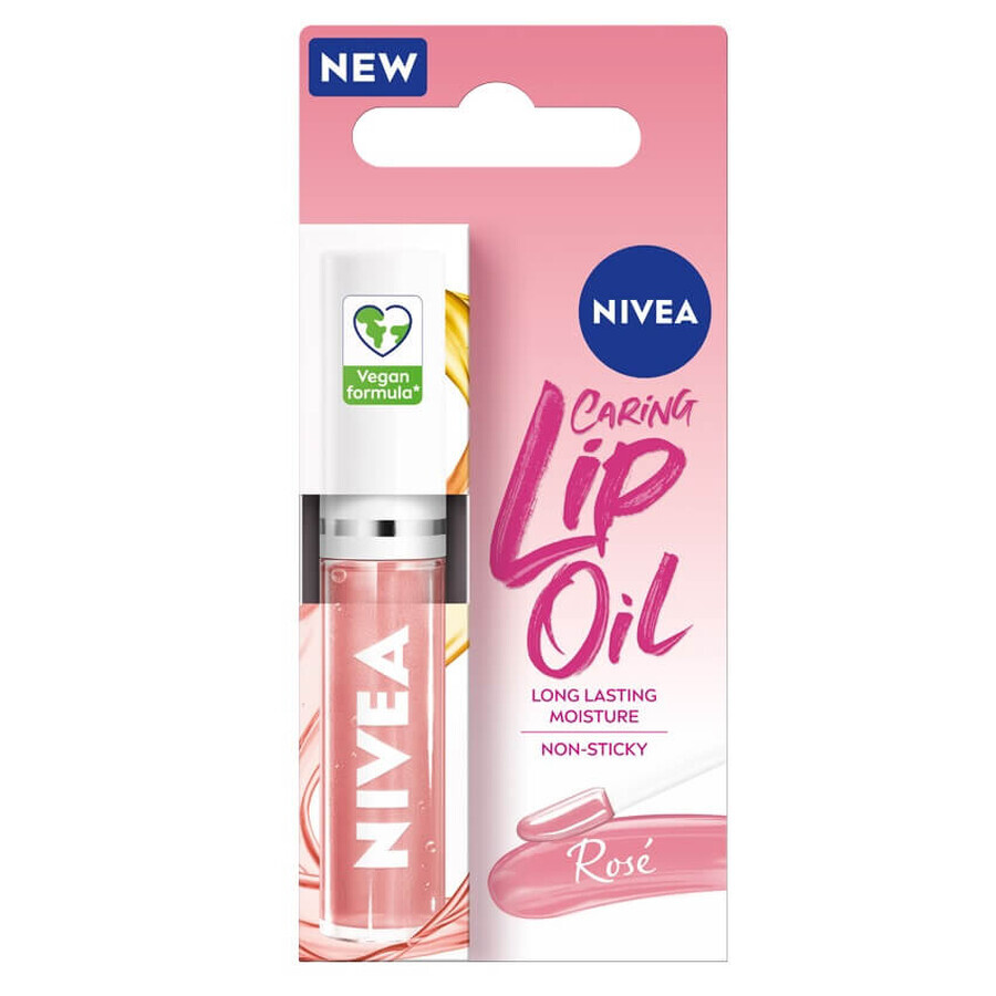Nivea Caring Aceite Labial Rosa, 5.5ml