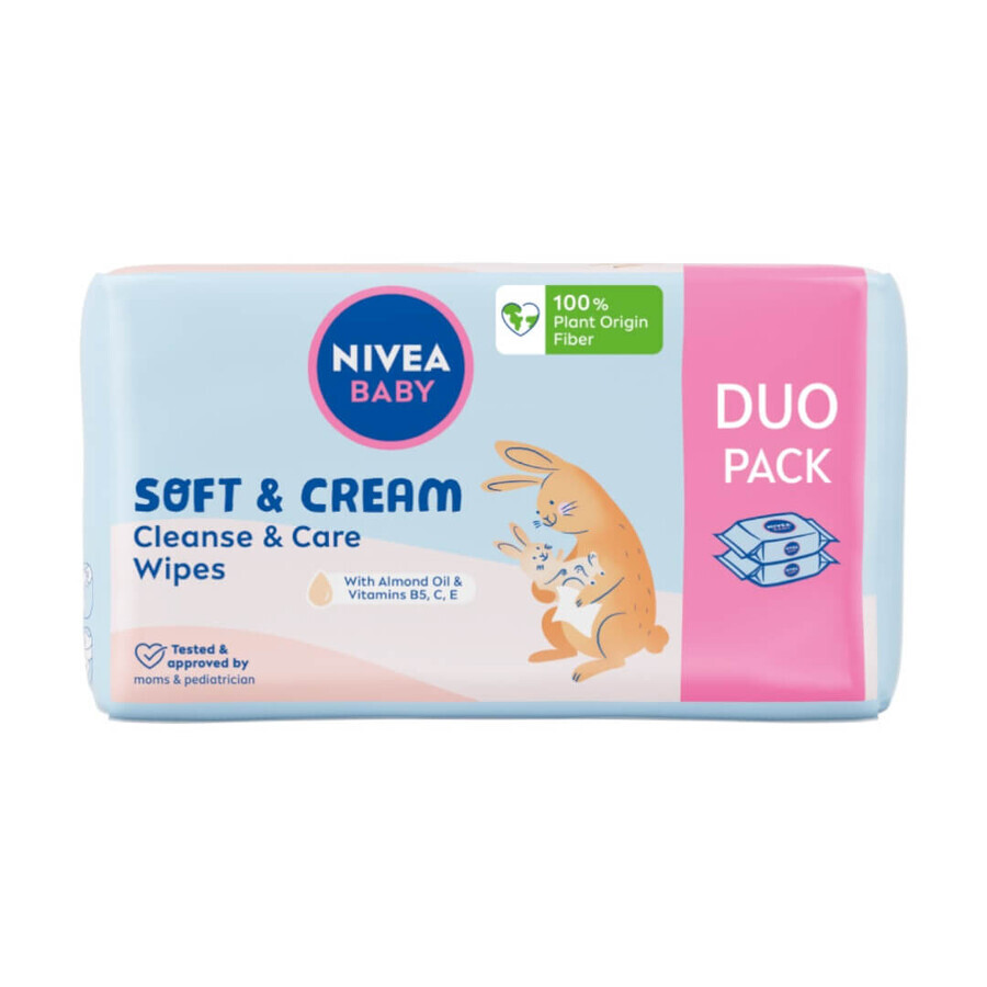 Nivea Baby Soft amp ; Cream lingettes biodégradables, 2 x 57 pcs