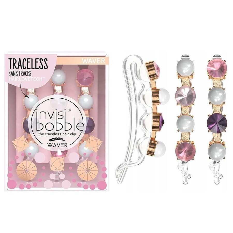 Invisibobble Waver British Royal Wax Clips Da perline o non da perline, 3 pezzi