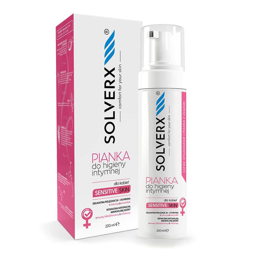 Solverx Sensitive Skin Spumă de igienă intimă pentru femei, 200ml