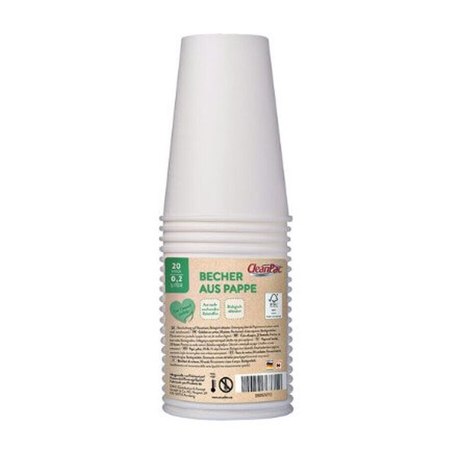 CleanPac, Vaso de papel, 0,2l, 20 unidades