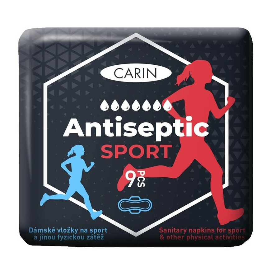 Buy Carin Antiseptic Antiseptic Sport Ultra Thin Sanitary Wipes with wings for athletes, 9 pieces Carin Antiseptic Antiseptic Sport Ultra Thin Sanitary Wipes with wings for athletes, 9 pieces