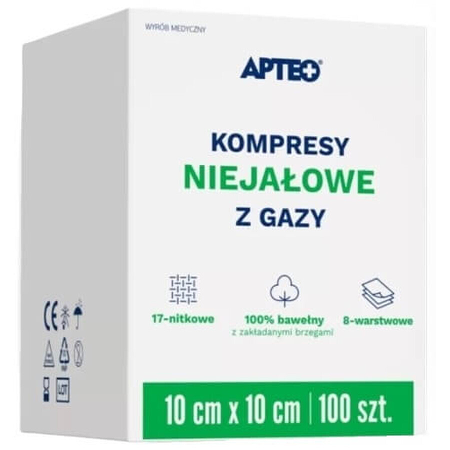 ApteoCare, compresa no ionizante, 10cm x 10 cm, 100 unidades