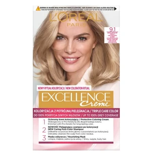 L'Oreal Paris Excellence Creme Color Cera 9.1 Rubio Muy Claro Blanco Ceniza