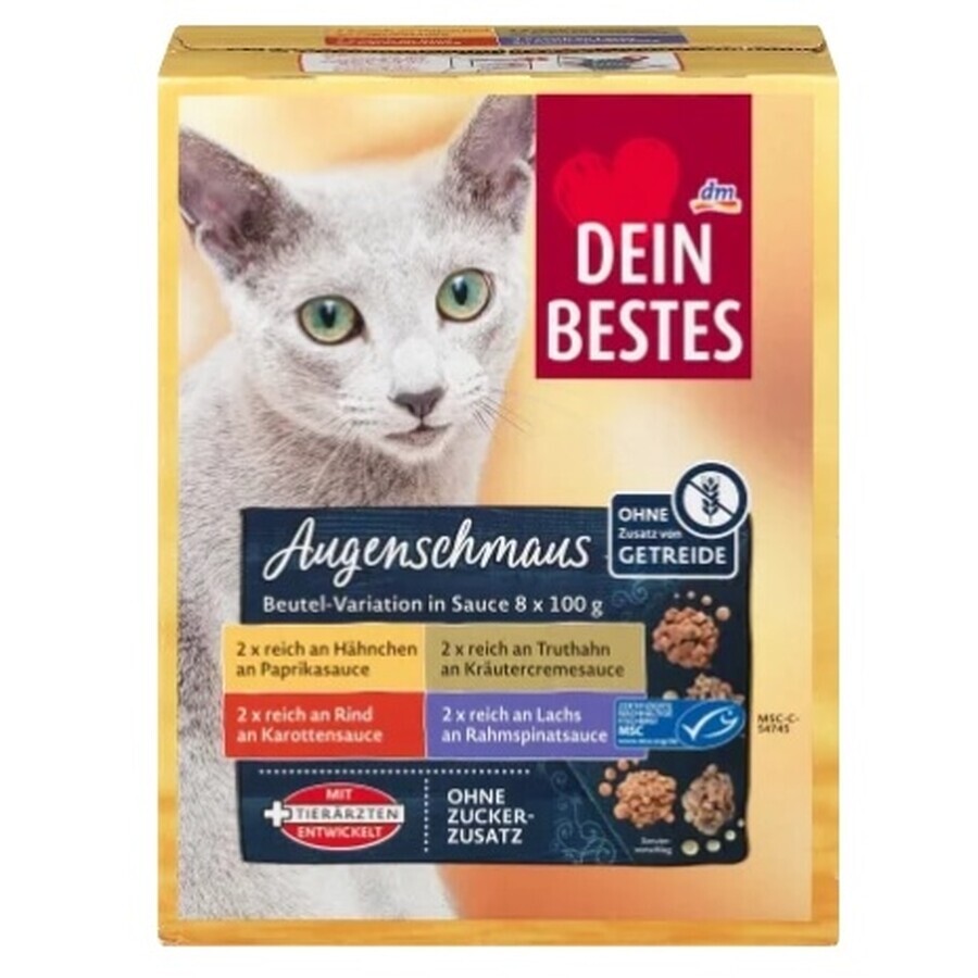 Buy Dein Bestes Moist cat food, mix in sauce (8 x 100 g), 800 g Dein Bestes Moist cat food, mix in sauce (8 x 100 g), 800 g