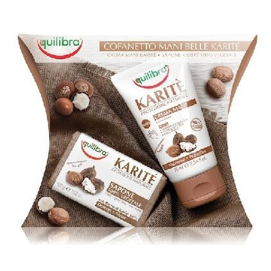 Equilibra, Set unt de shea pentru îngrijirea doni: 75ml cremă + 100g săpun + eșantion batistă