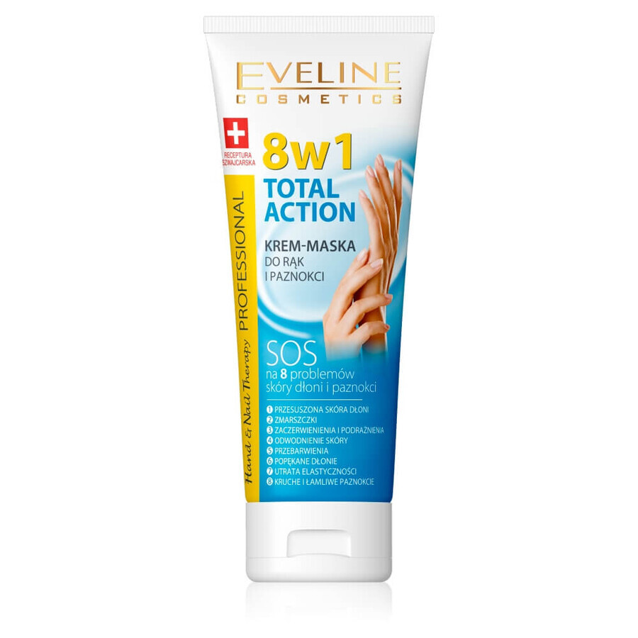 Eveline Cosmetics Hand amp; Nail Therapy Total Action 8in1 Cream-Mask for wounds, 75ml