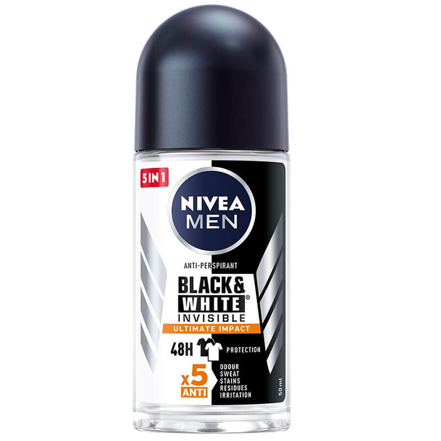 Buy Nivea Men Black amp;White Invisible Ultimate Impact Antiperspirant Roll-on, 50ml Nivea Men Black amp;White Invisible Ultimate Impact Antiperspirant Roll-on, 50ml