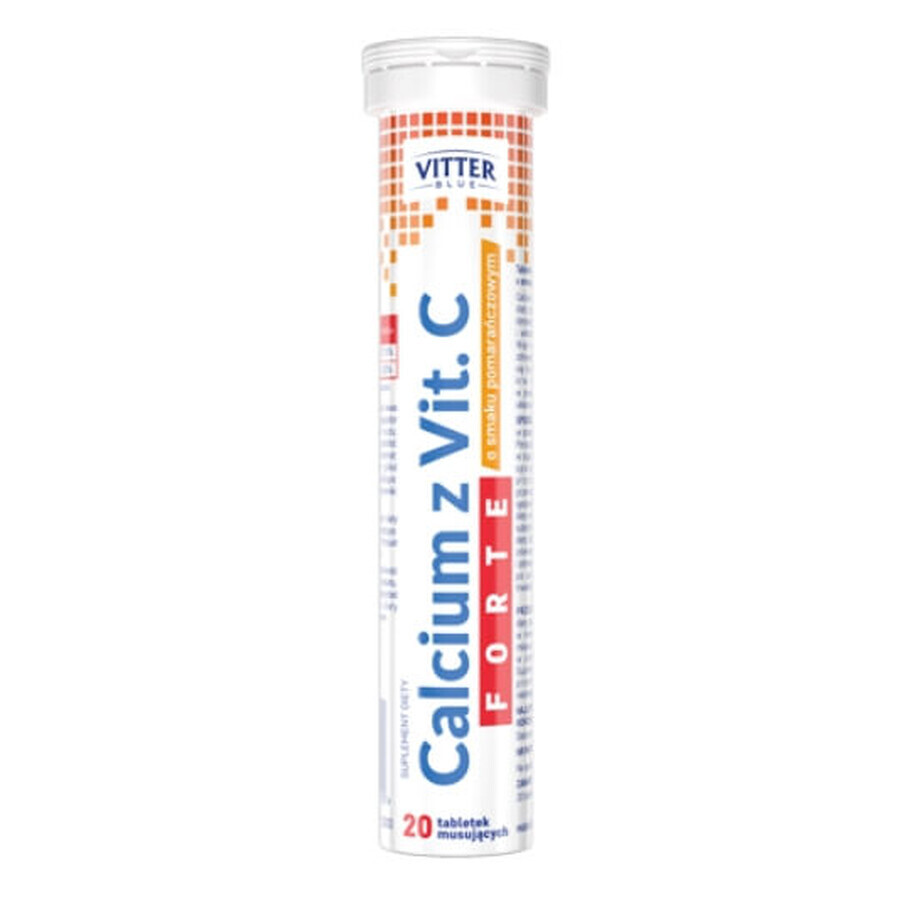 Calcium avec vitamine C Forte, goût orange, 20 comprimés effervescents