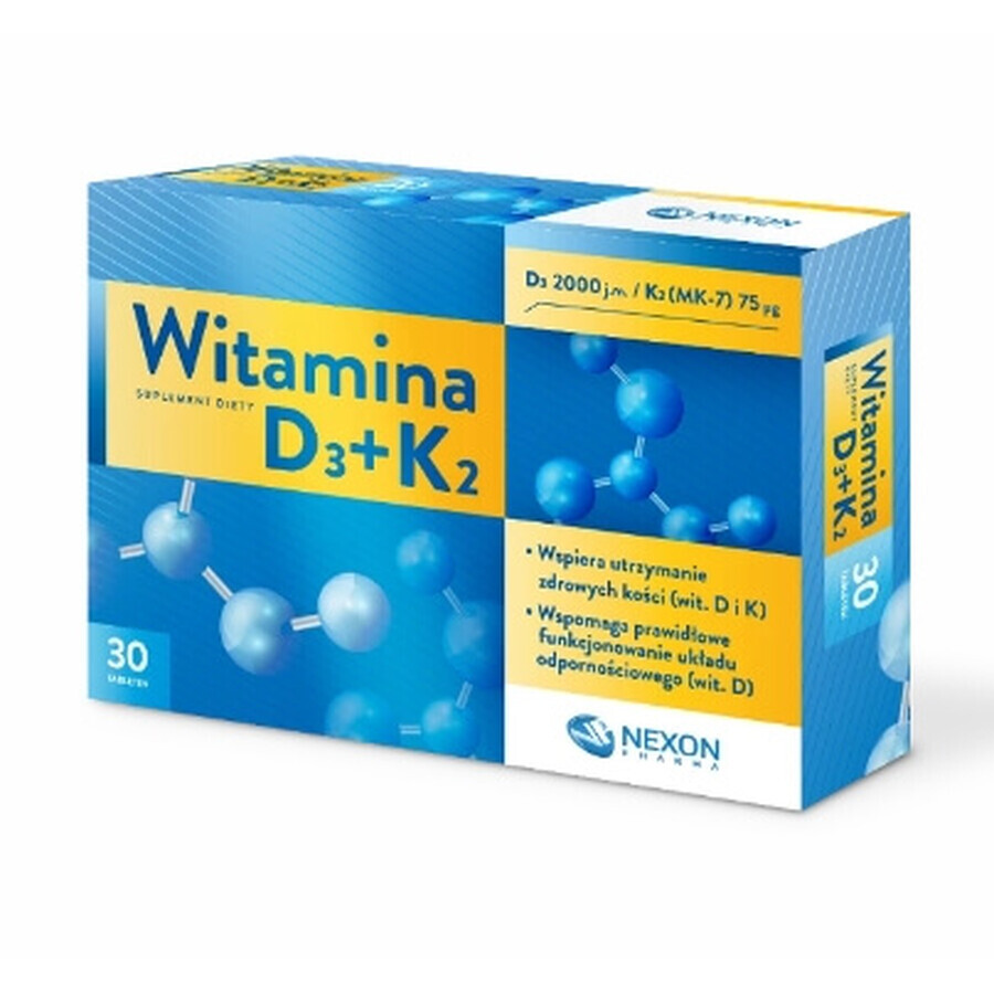 Vitamin D3 + K2, 30 capsules