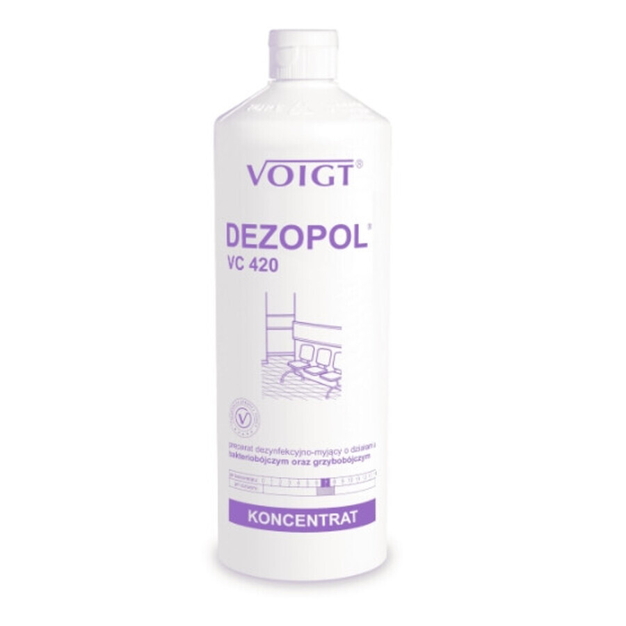 Voigt VC420, desinfectante y limpiador con efecto bactericida y fungicida, 1 litro