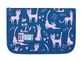 Pencil case with two flaps without accessories navy blue Cats