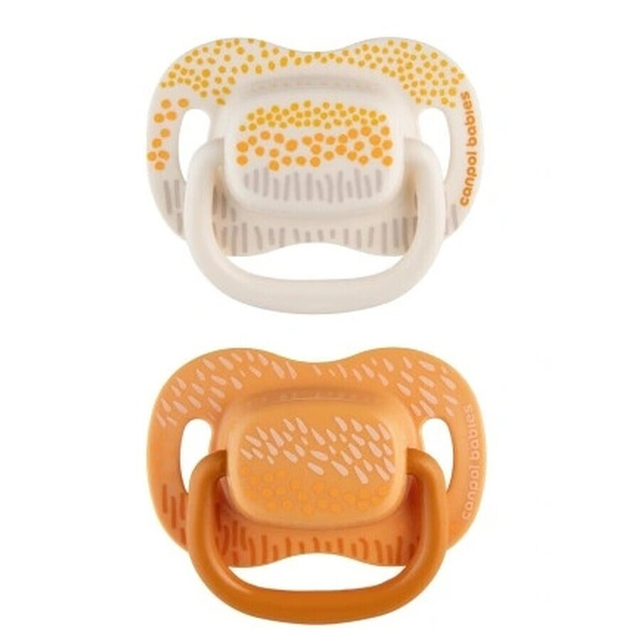 Canpol pacifiers, symmetric dummy in silicone, mountain yellow 34/930 0-6m, 2 pieces