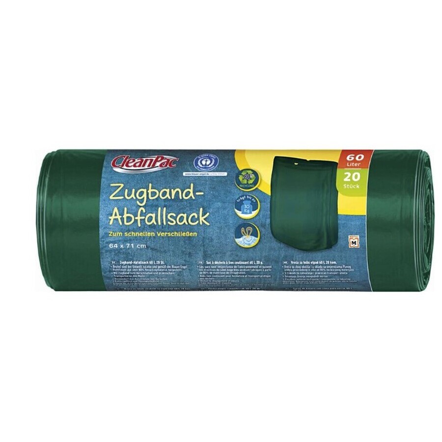 Shop CleanPac, Abfallsäcke mit Kordelzug 60l, 20 Stück CleanPac, Abfallsäcke mit Kordelzug 60l, 20 Stück