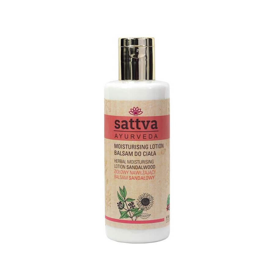 Loción corporal hidratante Sattva Herbal Sándalo, 210ml