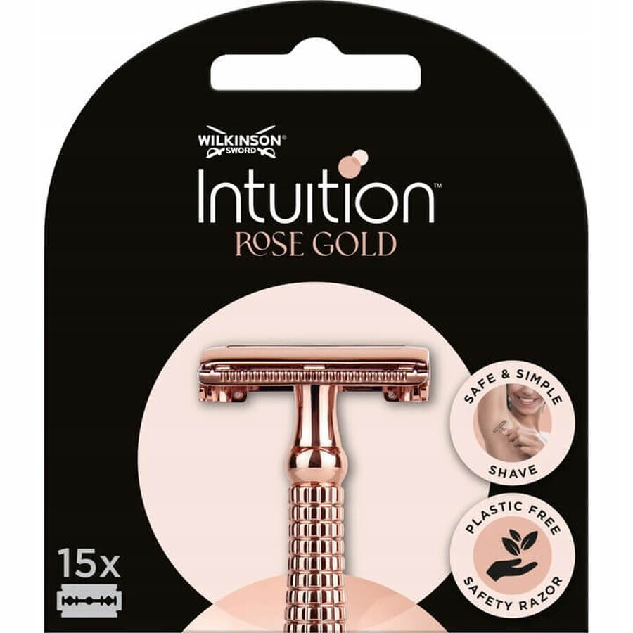 Wilkinson Intuition Rose Gold yulettes pentru aparatul de ras clasic pentru femei, 15 bucăți